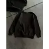 Kadın Bisiklet Yaka 3 İplik Pamuklu Basic SweatShirt - Siyah