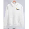 Kadın Oversize Kapüşonlu Kanguru Cepli Baskılı 3 İplik Pamuklu Sweatshirt Hoodie -   Beyaz