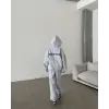 Kadın Nakış İşlemeli 3 İplik Pamuklu Sweat Alt-Üst Takım- Gri