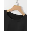 kadın New York Baskılı Tişört Kısa Kol Bisiklet Yaka T-shirt - Siyah