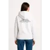 Kadın 3 İplik Pamuklu Kapüşonlu Hoodie Sweatshirt Nihilist Penguen Baskılı - Beyaz