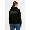 Kadın 3 İplik Pamuklu Kapüşonlu Hoodie Sweatshirt Nihilist Penguen Baskılı - Siyah