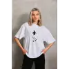 Kadın T-Shirt Nihilist Penguen Baskılı Bisiklet Yaka Kısa kol yazlık Tişört - Beyaz