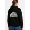 Kadın 3 İplik Pamuklu Kapüşonlu Hoodie Sweatshirt Nihilist Penguen Baskılı - Siyah