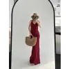 Kadın Örgülü Uzun Triko Elbise - Bordo