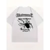 Kadın Tişört Örümcek Baskılı Bisiklet Yaka T-shirt - Beyaz