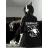 Kadın Tişört Örümcek Baskılı Bisiklet Yaka T-shirt - Siyah