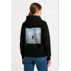 Kadın 3 İplik Pamuklu Kapüşonlu Hoodie Sweatshirt Survivor Penguen Baskılı - Siyah
