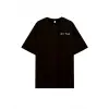 Kadın Kısa Kol Yazlık Tişört Bisiklet Yaka Okyanus Baskılı T-Shirt - Siyah