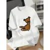 Kadın Tişört Bisiklet yaka Ayı Baskılı yazlık Kısa Kol T-shirt - Beyaz