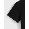 Kadın Baskılı Tişört Kısa Kol Bisiklet Yaka T-shirt - Siyah
