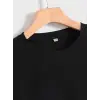 Kadın Baskılı Tişört Kısa Kol Bisiklet Yaka T-shirt - Siyah