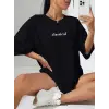 Kadın T-shirt Penye Compack Classical Baskılı Kısa kol Tişört - Siyah