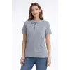 Kadın Polo Yaka Tişört Pike Kumaş Kısa Kol Regular Fit Yazlık T-Shirt - Gri