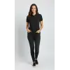 Kadın Polo Yaka Tişört Pike Kumaş Kısa Kol Regular Fit Yazlık T-Shirt - Siyah