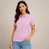 Kadın Polo Yaka Pike Kumaş Düğmeli Basic Tişört Günlük Rahat - Pembe