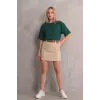 Kadın Regular Fit Tişört Bisiklet Yaka Yazlık Kısa Kol Basıc T-Shirt - Yeşil