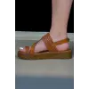 KADIN SANDALET HAKİKİ DERİ BASKILI TABA