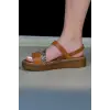 KADIN SANDALET HAKİKİ DERİ TABA - GRİ
