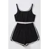 Kadın Siyah Askılı Crop Top ve Şortlu Gecelik Takım H110560