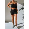 Kadın Siyah Şortlu Kaşkorse Gecelik Takım H110552
