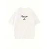 Kadın Baskılı Tişört Bisiklet yaka yazlık Kısa Kol oversize t-shirt - Beyaz