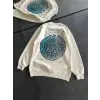 Kadın 3 İplik Pamuklu Bisiklet Yaka Baskılı SweatShirt - Beyaz