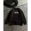 Kadın 3 İplik Pamuklu Bisiklet Yaka Baskılı SweatShirt - Siyah