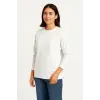 Kadın 3 İplik Pamuklu Düz Bisiklet Yaka SweatShirt - Beyaz