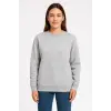 Kadın 3 İplik Pamuklu Düz Bisiklet Yaka SweatShirt - Gri