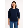 Kadın 3 İplik Pamuklu Düz Bisiklet Yaka SweatShirt - Lacivert
