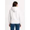 Kadın Kapüşonlu Kanguru Cepli 3 İplik Pamuklu Oversize Hoodie Sweatshirt - Beyaz
