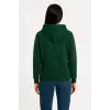 Kadın 3 İplik Pamuklu Kapüşonlu Kanguru Cepli Sweatshirt hoodie - Haki