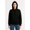Kadın 3 İplik Pamuklu Kapüşonlu Kanguru Cepli Sweatshirt hoodie - Siyah