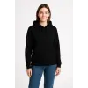 Kadın 3 İplik Pamuklu Kapüşonlu Kanguru Cepli Sweatshirt hoodie - Siyah