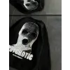 Kadın 3 iplik Kışlık Bisiklet Yaka Baskılı SweatShirt - Siyah