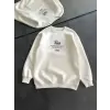 Kadın 3 iplik Pamuklu Bisiklet Yaka Baskılı SweatShirt - Beyaz