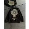 Kadın 3 iplik Pamuklu Bisiklet Yaka Baskılı SweatShirt - Siyah