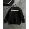 Kadın 3 iplik Kışlık pamuklu Bisiklet Yaka Oversize Baskılı SweatShirt - Siyah