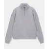 Kadın 3 İplik Pamuklu Oversize Yarım Fermuarlı Yakalı Basic Sweatshirt - Gri