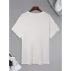 Erkek Kısa Kol Yazlık Tişört Bisiklet Yaka Baskılı Oversize T-Shirt - Beyaz