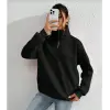 Kadın 3 iplik Pamuklu Uzun Kol Yarım Farmuarlı Yakalı SweatShirt - Siyah
