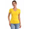 Kadın T-Shirt V Yaka Slim Fit Likralı Tişört Yazlık Basic Body - Sarı