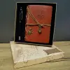 Kahverengi Pusula Tasarım Deri Defter Ve Siyah Kalem Seti