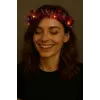 Kalp Püsküllü 3 Modlu LED Işıklı Taç Kırmızı Renk