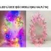 Kalp Püsküllü 3 Modlu LED Işıklı Taç Pembe Renk