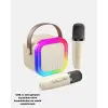Karaoke Hoparlör Taşınabilir Çift Mikrofonlu ve LED Işıklı Bluetooth 5.0