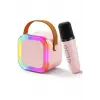 Karaoke Kablosuz Hoparlör Mikrofonlu Rgb Işıklı Bluetooth Speaker Tf Kart/usb Pembe