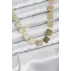 Kare Plaka Model Gold Renk Kadın Kolye
