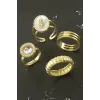 Karışık Lüks Zirkon Taşlı Çelik Yüzük 1 Adet